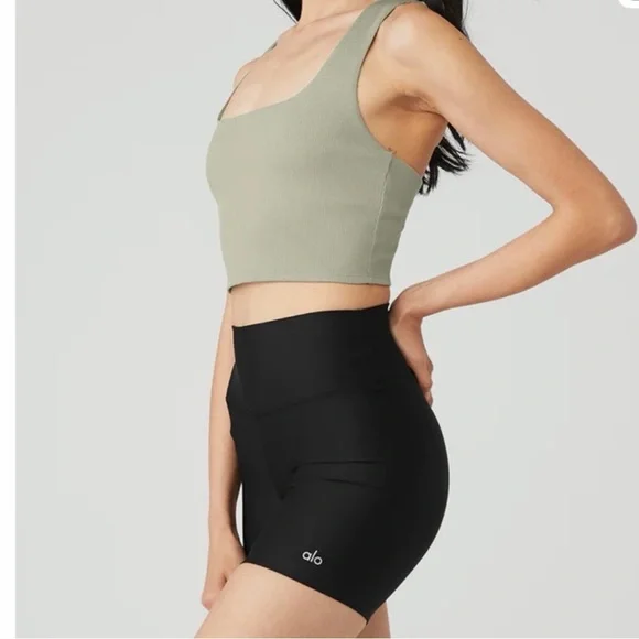 ALO Yoga Ribbed crop tank with built in Bra in light sage green. Size small - Picture 9 of 16
